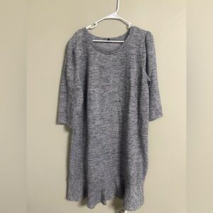 Talbots Puff Shoulder Space Dye Gray Ruffle Hem Dress Size 1X Minimalist Office